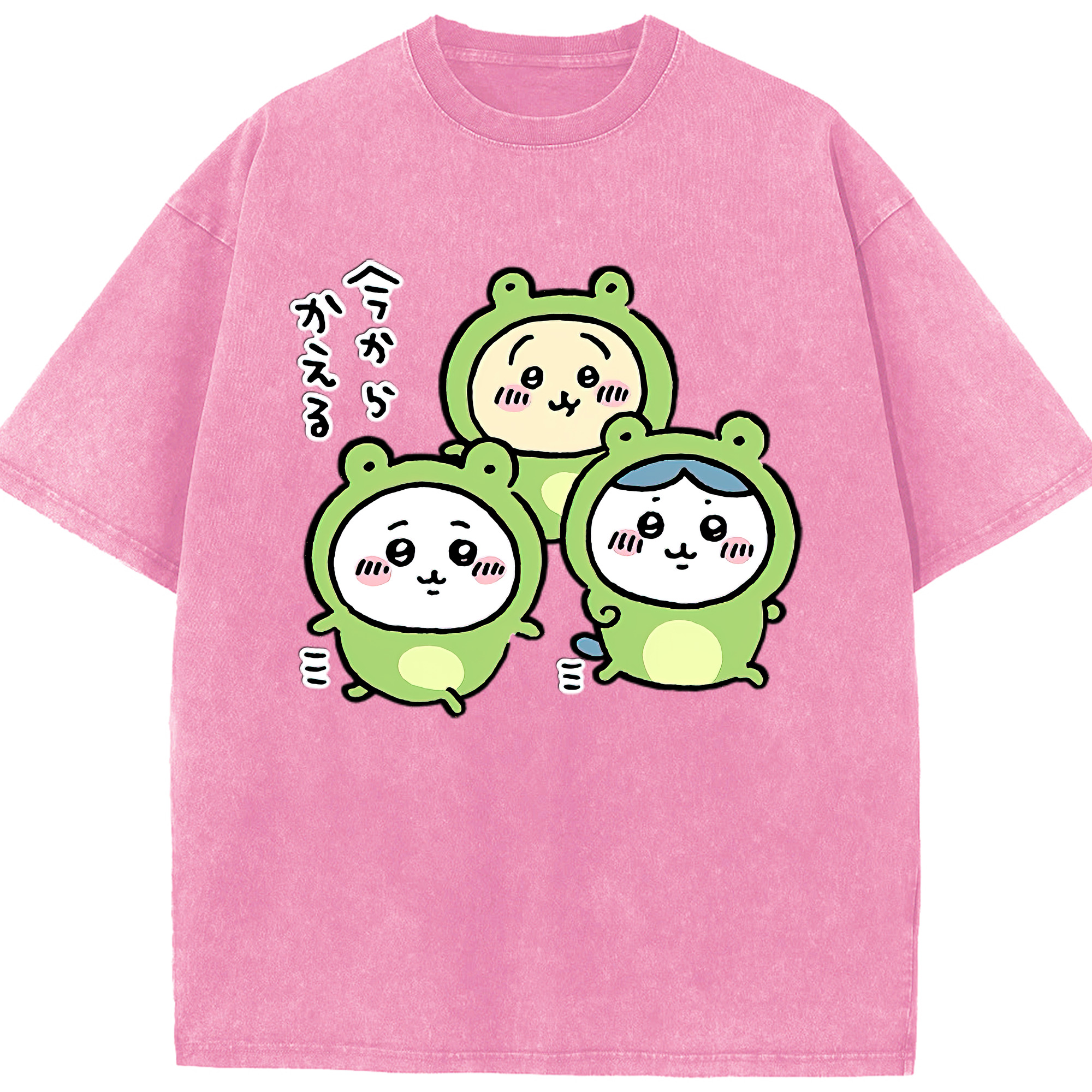 （画像用） ちいかわ ハチワレ Chii-kawa hachiware 綿100% ヴィンテージ風 半袖Tシャツ（フロントプリント）